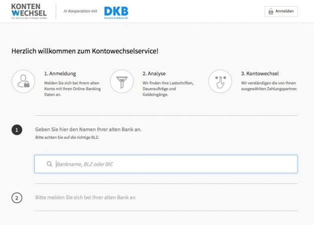 Kontowechselservice DKB über FinReach